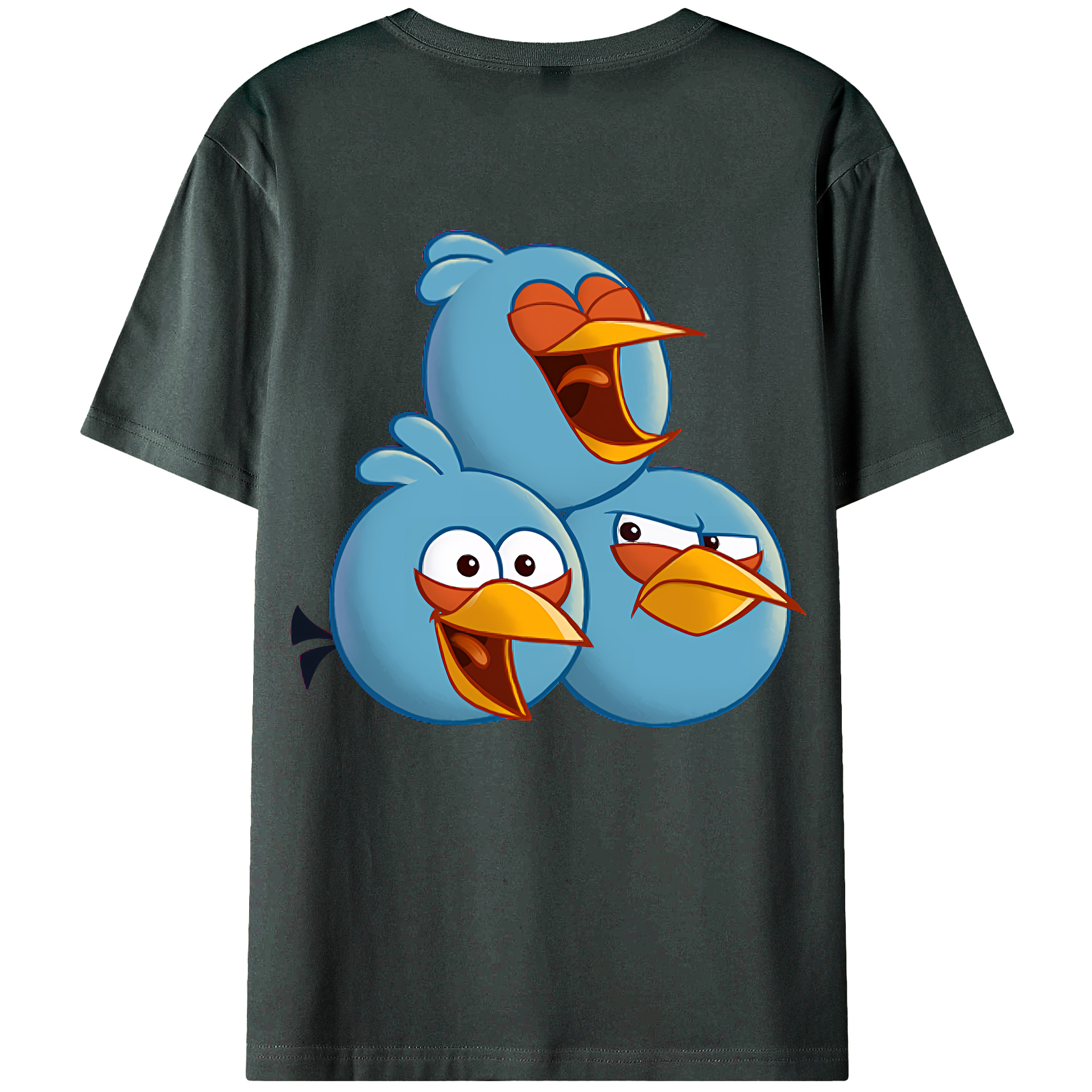 （画像用） Angry Birds アングリーバード 綿100％ メンズ半袖Tシャツ（バックプリント） 通気性